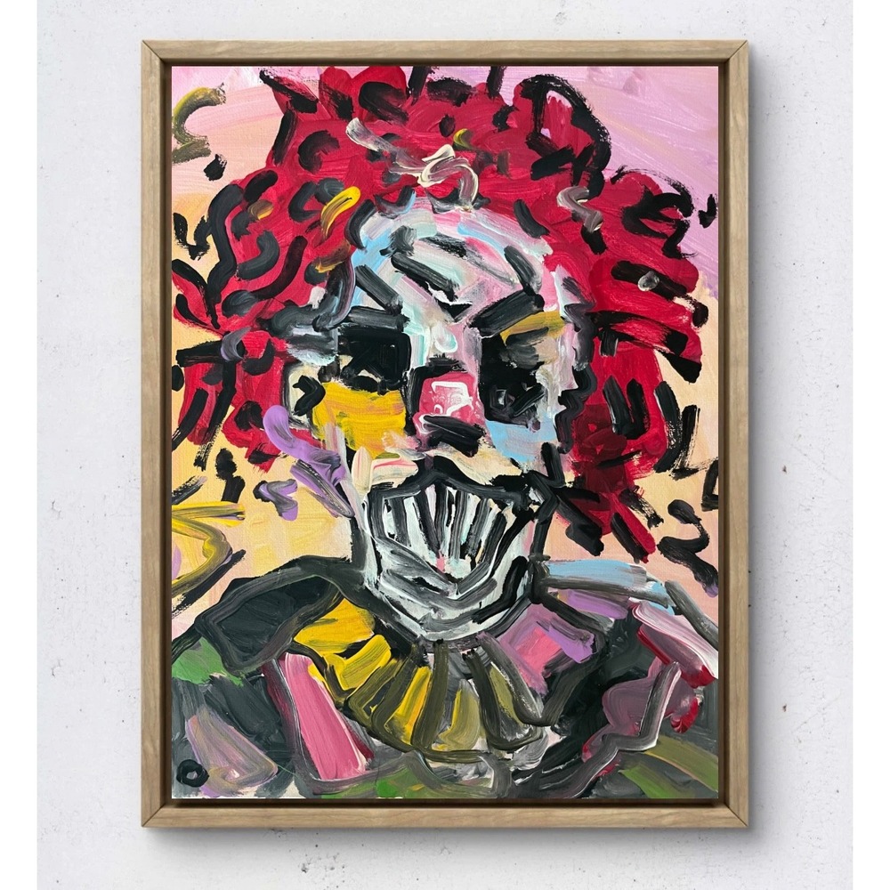OMAN Original Painting 11x14 Abstract Clown Portrait Neo-Expressionist Fine Art